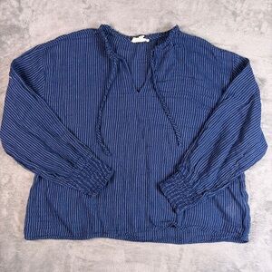 Cleo + Wolf Blouse Women's XL Blue Flowy Lightweight 3/4 Sleeve Boho Cottage